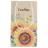 Individuelle Name | Rustikale Sonnenblumen Gastges Kleine Geschenktüte (Vorderseite)