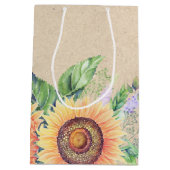 Individuelle Name | Rustikale Sonnenblumen Gastges Mittlere Geschenktüte (Rückseite)