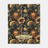 Individuelle Name Rustikale Sonnenblumen Vintage W Fleecedecke (Vorderseite)