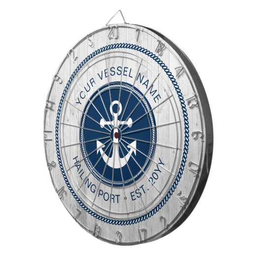 Individuelle Name Rustikaler Nautikanker Personali Dartscheibe (Vorderseite rechts)