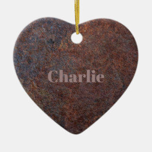 individuelle Name "Rusty Heart" Keramik Ornament