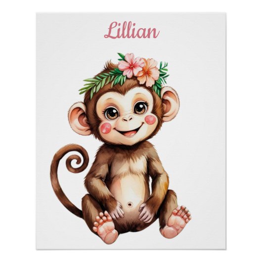 Individuelle Name Safari Girl Kinderzimmer Baby Mo Poster (Vorderseite)