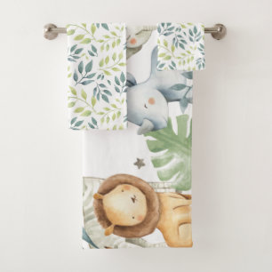 Individuelle Name Safari Tiere farbiges Handtuchfl Badhandtuch Set