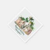 Individuelle Name Safari Tiere Palmen Bäume Geburt Serviette (Ecke)