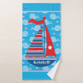 Individuelle Name Sailboat Kindermädchen Badetuch Badehandtuch (Badehandtuch)