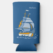 Individuelle Name Sailboat Selters Dosenkühler (Rückseite)
