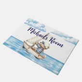 Individuelle Name Sailor Teddy Bar Fußmatte (Schrägansicht)