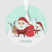 individuelle Name Santa, Rentier & Snowman Ornament (Rückseite)