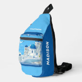 Individuelle Name Santorini Griechenland Crossbody Bag (Rechte Ecke)