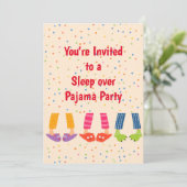Individuelle Name Schlaf über Pajama Party Geburts Einladung (Stehend Vorderseite)