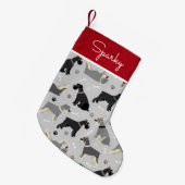 Individuelle Name Schnauzer Paws and Bones Kleiner Weihnachtsstrumpf (Vorderansicht (hängend))