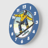 Individuelle Name-SCHNOWBOARD Große Wanduhr (Winkel)