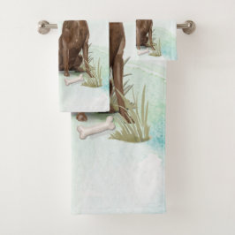 Individuelle Name Schokolade Labrador Haustier Hun Badhandtuch Set