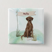 Individuelle Name Schokolade Labrador Haustier Hun Button (Vorderseite)