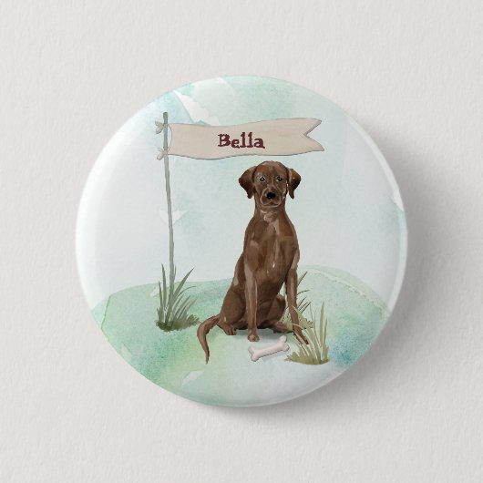 Individuelle Name Schokolade Labrador Haustier Hun Button (Vorderseite)