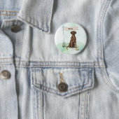 Individuelle Name Schokolade Labrador Haustier Hun Button (Beispiel)