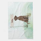 Individuelle Name Schokolade Labrador Haustier Hun Geschirrtuch (Vertikal)