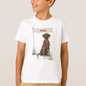 Individuelle Name Schokolade Labrador Haustier Hun T-Shirt (Vorderseite)