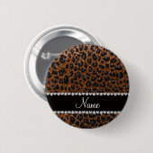 Individuelle Name Schokoladenbraun Glitzer Leopard Button (Vorne & Hinten)