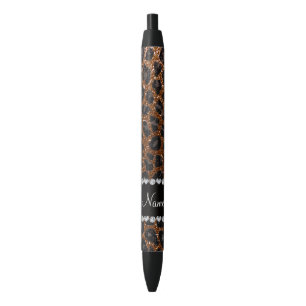 individuelle Name Schokoladenbraun Glitzer Leopard Kugelschreiber