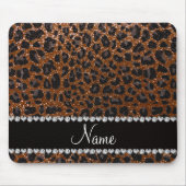 Individuelle Name Schokoladenbraun Glitzer Leopard Mousepad (Vorne)