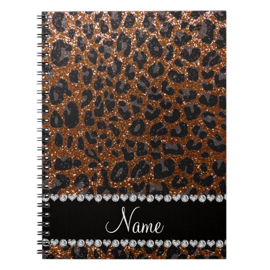 Individuelle Name Schokoladenbraun Glitzer Leopard Notizblock (Vorderseite)