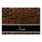 Individuelle Name Schokoladenbraun Glitzer Leopard Tischnummer (Rückseite)