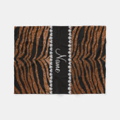 Individuelle Name Schokoladenbraun Glitzer Tigerst Fleecedecke (Vorderseite (Horizontal))