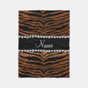 Individuelle Name Schokoladenbraun Glitzer Tigerst Fleecedecke