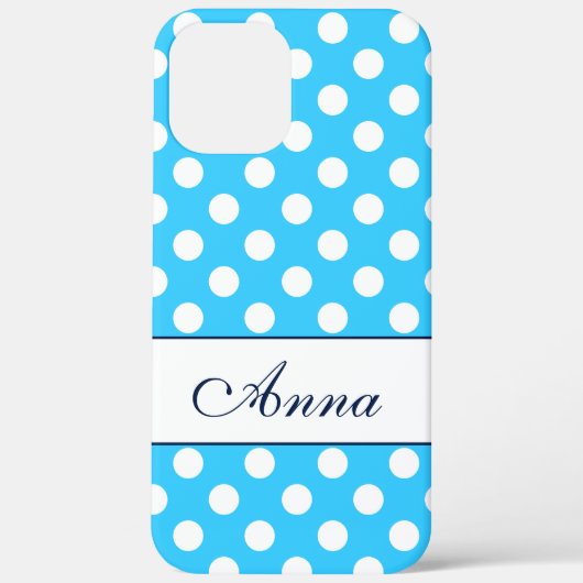 individuelle Name, schöne blaue Polka-Punkte Case-Mate iPhone Hülle (Rückseite)