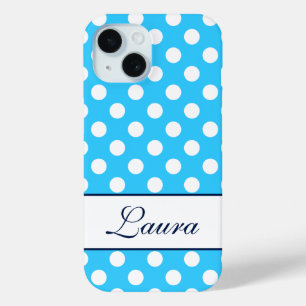 Individuelle Name, schöne blaue Polka-Punkte Case-Mate iPhone Hülle