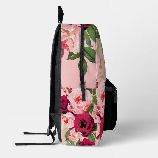 Individuelle Name Schöne botanische Aquarellblüte Bedruckter Rucksack (Links)