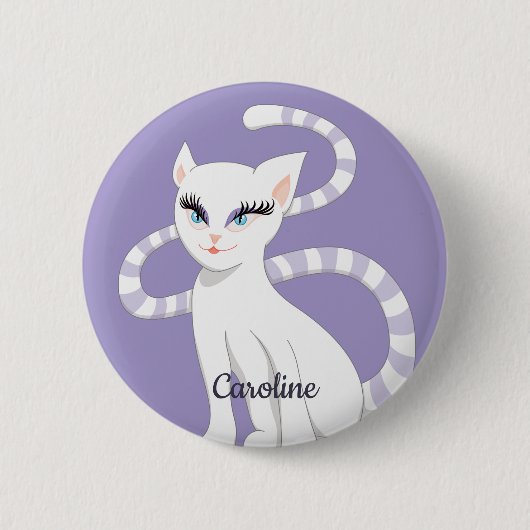 Individuelle Name Schöner Cartoon Niedlich Weiße K Button (Vorderseite)
