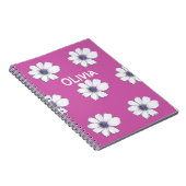Individuelle Name Schönes Blume-Rosa-Design Notebo Notizblock (Rechte Seite)