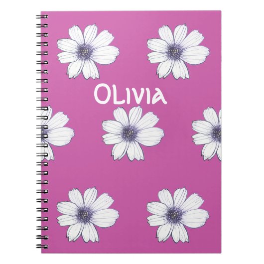 Individuelle Name Schönes Blume-Rosa-Design Notebo Notizblock (Vorderseite)