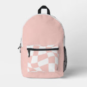 Individuelle Name School Backpacks - Pink Checked Bedruckter Rucksack (Vorderseite)