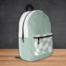 Individuelle Name School Backpacks - Sage Checked