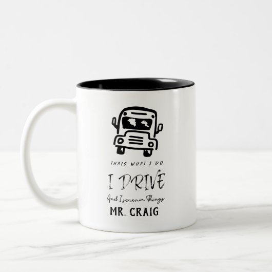 individuelle Name School Busfahrer Geschenk Zweifarbige Tasse (Links)