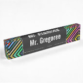 Individuelle Name + Schwarz & Farbenmuster Namensplakette