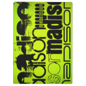 Individuelle Name; Schwarz & Neon Chartreuse Gelb  Klemmbrett (Rückseite)