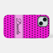 Individuelle Name Schwarz/Rosa iPhone 15 Hülle (Rückseite (Horizontal))