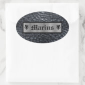 Individuelle Name Schwarz & Silberdrachenskala/Ski Ovaler Aufkleber (Tasche)