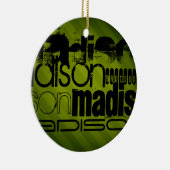 Individuelle Name, Schwarz und Oliven grün Keramikornament (Rechts)