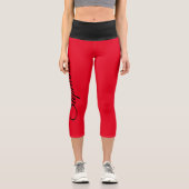 Individuelle Name Schwarz und Rot Hochwache Capri Leggings (Vorderseite)