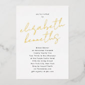 Individuelle Name Schwarz-weiß GOLD Brautparty Folieneinladung (Vorderseite)