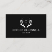 Individuelle Name Schwarz-Weiß-Hirsch-Antler-Monog Visitenkarte (Vorderseite)
