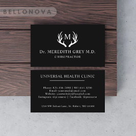 Individuelle Name Schwarz-Weiß-Hirsch-Antler-Monog Visitenkarte