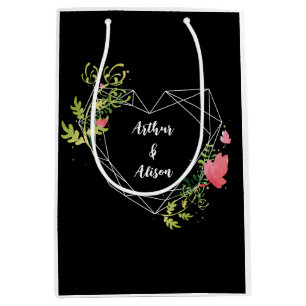 Individuelle Name Schwarz/Weiß Mittlere Geschenktüte