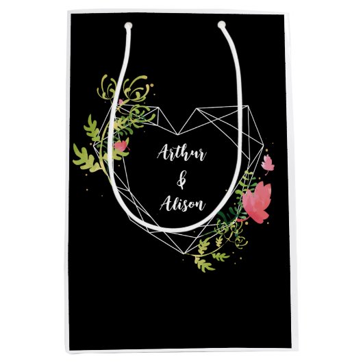 Individuelle Name Schwarz/Weiß Mittlere Geschenktüte (Vorderseite)