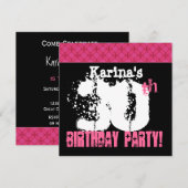 individuelle Name Schwarz-weiß Pink 30. Geburtstag Einladung (Vorne/Hinten)